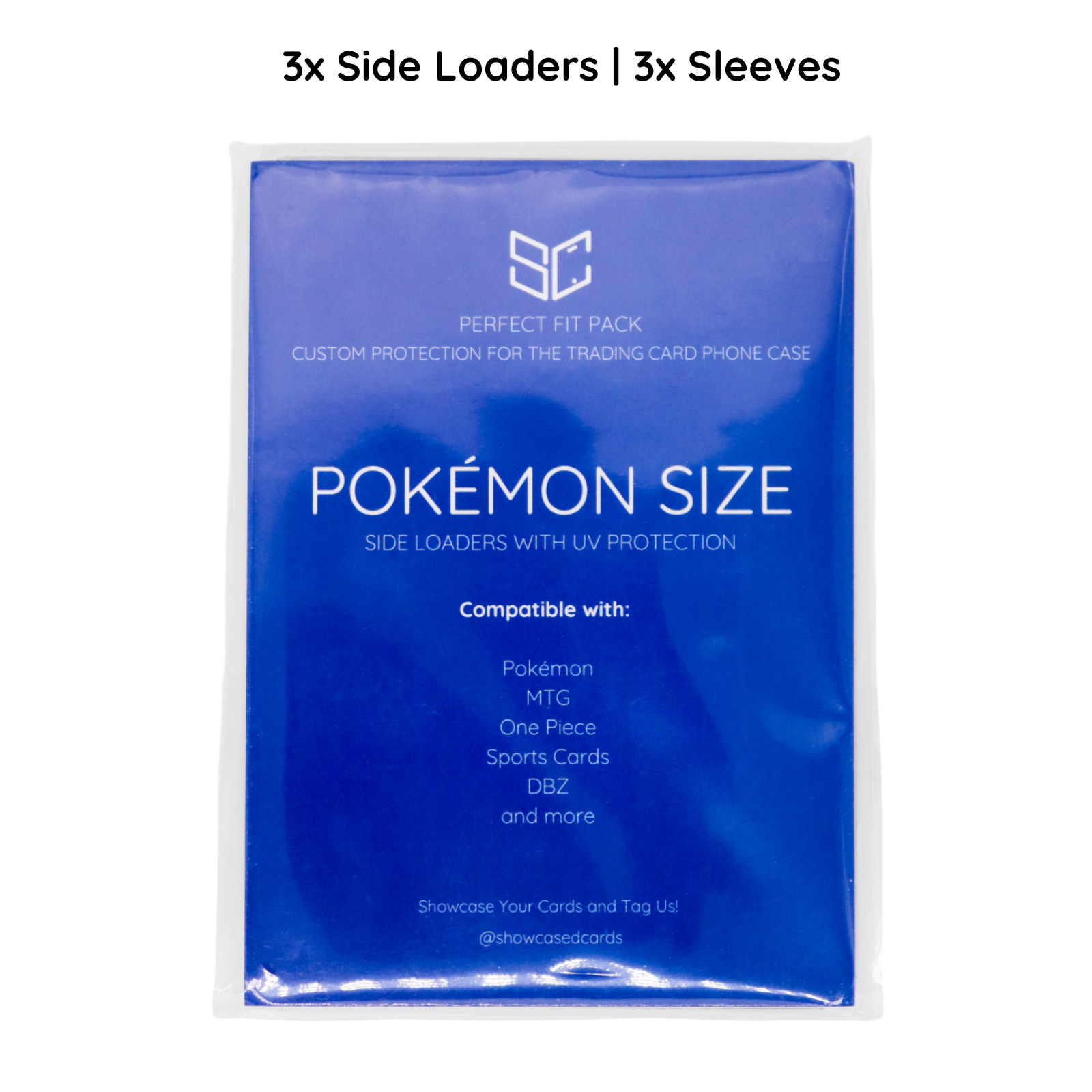 card riser for display case 3x Standard Size UV Showcased Side Loaders & Sleeves