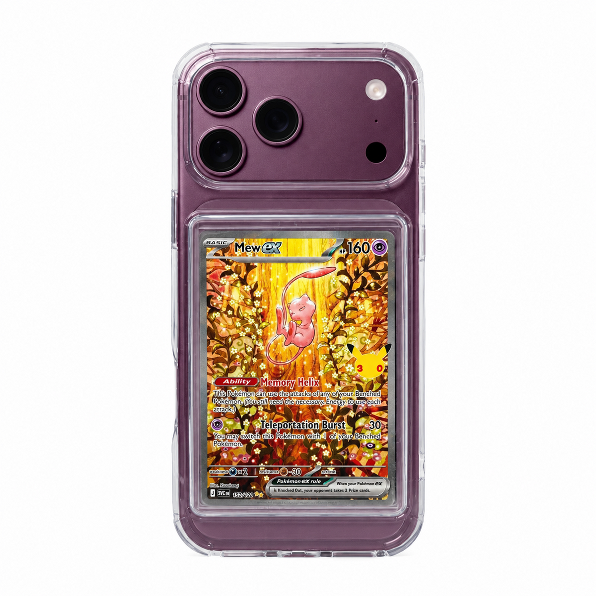 SHOWCASED® Signature Series iPhone 18 Pro Max case in Crystal Clear, angled view